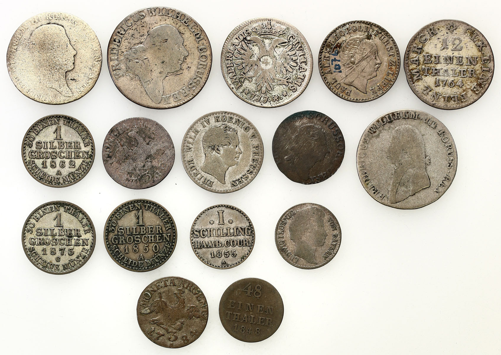 Niemcy, Prusy, zestaw 16 monet, srebro